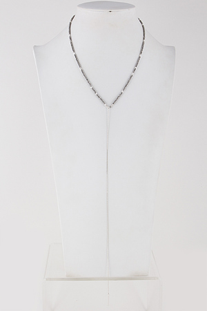 Long Thin Chain Beaded Necklace 6ICC5